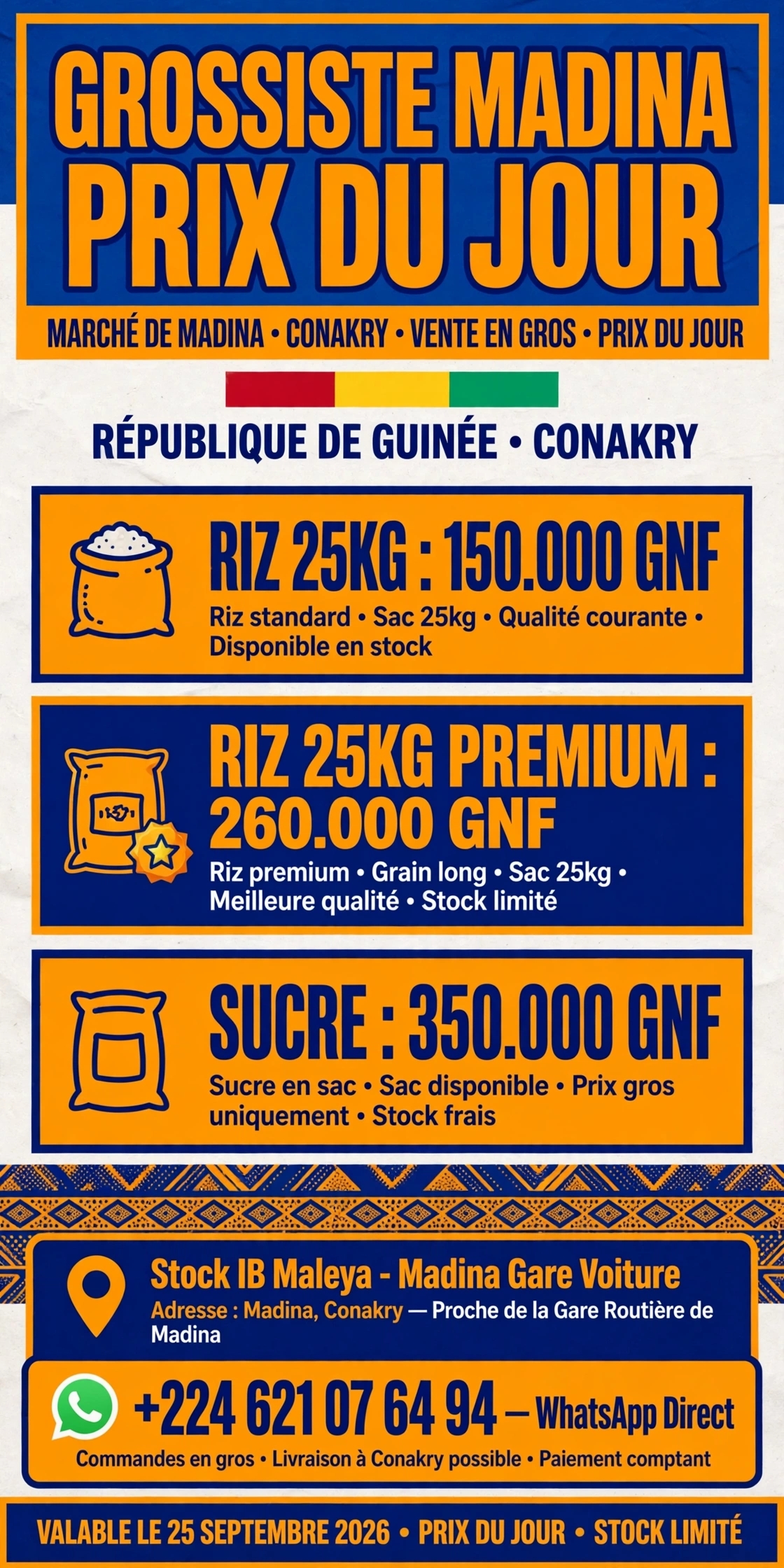 Je vide votre stock grossiste Madina en 24h - Clients WhatsApp réels