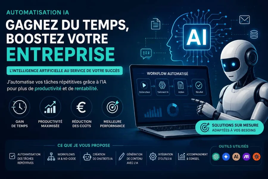 Je crée des Automatisations IA pour votre entreprises et vous fait gagner enproductivité