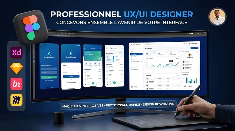 Service : Création de designs UX/UI modernes pour applications et sites web